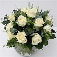 Classic 12 White Rose Handtied Bouquet 