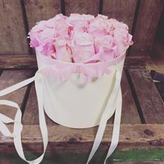 Hatbox Pink Rose Arrangement