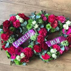 Loose Based 21inch Open double heart Funeral Tribute 