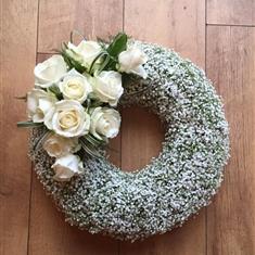 Loose Based Gypsophlia Wreath Funeral Tribute 