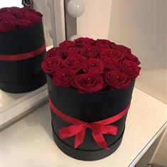 Hatbox Red Rose Arrangement