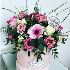 With Love Pink and white Hatbox 