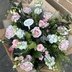Mothers Day  Aqua Packed Handtied Bouquet 